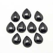 Natural Black Stone Cabochons, teardrop, 25x17~18x6mm(G-R417-18x25-46)