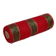 PP Decor Mesh Ribbon with Metallic Foil for Wreath Swags Party Decoration, FireBrick, 10-1/4 inch(260mm), about 10.00 Yards(9.14m)/Roll(PW-WGF98AC-04)