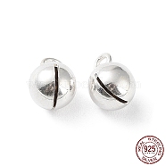 925 Sterling Silver Pendants, Soniferous Bell Charm, Silver, 9x6.2x6.3mm, Hole: 1.7mm(STER-K174-01C-S)