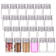 Glass Empty Cosmetic Containers, with Aluminum Screw Top Lids, Clear, 2.2x4.1cm, Inner Diameter: 1.4cm, Capacity: 8ml(0.27fl. oz)(CON-WH0084-43A)