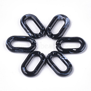 Acrylic Linking Rings, Quick Link Connectors, For Jewelry Chains Making, Imitation Gemstone Style, Oval, Black, 38.5x23.5x6.5mm, Hole: 24.5x9.5mm, about 140pcs/500g(OACR-S021-22E)