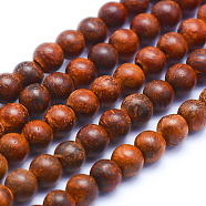Natural Rosewood Beads Strands, Round, Dyed, 6mm, Hole: 1mm, about 64pcs/strand, 15.7 inch(40cm)(X-WOOD-P011-06-6mm)