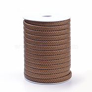 Leather Braided Cords, with Imitation Leather Cords inside, Camel, 10x5mm, about 21.87 yards(20m)/roll(WL-R009-10x5-06)