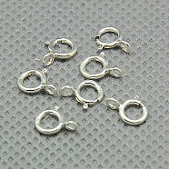 925 Sterling Silver Spring Ring Clasps, Silver, 7x5x1mm, Hole: 1.5mm(STER-A007-32)