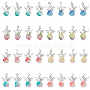 Elite 4 Sets Alloy Pendants, Angel Charm, with Imitation Pearl Acrylic Beads, Mixed Color, 27mm, 32pcs/box(FIND-PH0008-68)