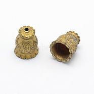 Brass Bead Cone, Apetalous, Lead Free & Cadmium Free & Nickel Free, Raw(Unplated), 14x11.5mm, Hole: 2mm, Inner Diameter: 8mm(KK-K185-55-RS)