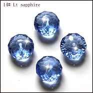 Imitation Austrian Crystal Beads, Grade AAA, Faceted, Rondelle, Cornflower Blue, 6x4mm, Hole: 0.7~0.9mm(SWAR-F068-4x6mm-14)