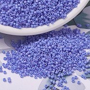 MIYUKI Delica Beads, Cylinder, Japanese Seed Beads, 11/0, (DB0881) Matte Opaque Periwinkle AB, 1.3x1.6mm, Hole: 0.8mm, about 2000pcs/10g(X-SEED-J020-DB0881)