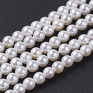 Shell Pearl Bead Strands, Grade A, Round, Seashell Color, 5mm, Hole: 1mm, about 79pcs/strand, 15.5 inch(X-BSHE-P023-5mm)
