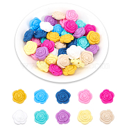 40Pcs 10 Colors Food Grade Eco-Friendly Silicone Beads, Chewing Beads For Teethers, DIY Nursing Necklaces Making, Rose, Mixed Color, 20.5x21x12.5mm, Hole: 2mm, 4pcs/color(SIL-CA0001-46)