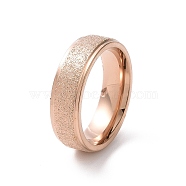 Textured 201 Stainless Steel Flat Finger Ring for Women, Rose Gold, Inner Diameter: 17mm(RJEW-I089-36RG)