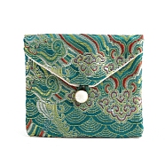 Cloth Cloud Print Jewelry Packaging Bags with Botton, Rectangle, Medium Turquoise, 8x9cm(PW-WG71777-08)