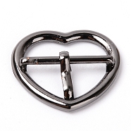 Alloy with Iron Slider Buckles, Adjustable Buckle Fasteners, for Strap Leathercraft Bag Belt, Heart, Gunmetal, 24x26.5x5mm(FIND-WH0068-80C)