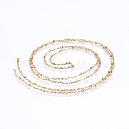 304 Stainless Steel Satellite Chains, Soldered, with Round Beads, Golden, 1.6mm(CHS-I002-02G)