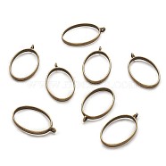 Rack Plating Alloy Open Back Bezel Pendants, For DIY UV Resin, Epoxy Resin, Pressed Flower Jewelry, Oval , Antique Bronze, 39x23.8x3.5mm, Hole: 2.8mm(PALLOY-TA0001-10AB)