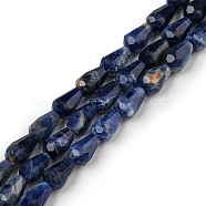 Natural Sodalite Beads Strands, Faceted, Teardrop, 5.5~8.3x4.1~4.35mm, Hole: 0.5mm, about 58pcs/strand, 15.43~15.55 inch(39.2~39.5cm)(G-C080-B05-01)