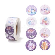 8 Patterns Easter Theme Self Adhesive Paper Sticker Rolls, with Rabbit Pattern, Round Sticker Labels, Gift Tag Stickers, Mixed Color, Rabbit Pattern, 25x0.1mm, 500pcs/roll(DIY-C060-03F)