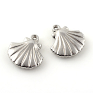 201 Stainless Steel Charms, Scallop, Stainless Steel Color, 14.5x13.5x3.5mm, Hole: 1.5~2mm(STAS-S047-036)