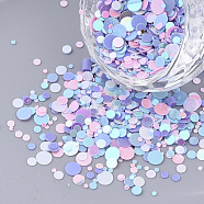 Ornament Accessories, PVC Plastic Paillette/Sequins Beads, No Hole/Undrilled Beads, Flat Round, Mixed Color, 1~4x0.4mm(PVC-S035-011B)