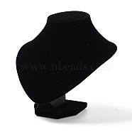 Bust Plastic Covered with Velvet Necklace Display Stands, Black, 18x19x17cm(NDIS-L006-01B)