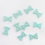 ABS Plastic Imitation Pearl Cabochons, Bowknot, Pale Turquoise, 12x9x2mm, about 1000pcs/bag(OACR-S009-Z19)