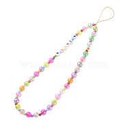 Word LOVE Acrylic Mobile Straps, with Acrylic & Brass Beads and Nylon Thread, Mixed Color, 25cm(HJEW-YW0001-04)