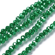 Opaque Glass Beads Strands, Faceted, Rondelle, Sea Green, 4x3mm, Hole: 0.6mm, about 221pcs/strand, 31.89''(81cm)(GLAA-H022-02C)