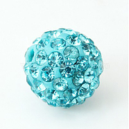 Polymer Clay Rhinestone Beads, Pave Disco Ball Beads, Grade A, Aquamarine, PP9(1.5.~1.6mm), 6mm, Hole: 1.2mm(RB-H284-6MM-202)
