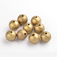 Natural Wood Beads, Macrame Beads Large Hole, Round, Lead Free, Dyed, Golden, 24-25mm in diameter, hole: 5mm(X-TB25MMY-12)