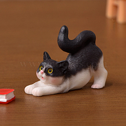 Mini Resin Cats, Figurine, Dollhouse Decorations, Black, 27.5x37mm(MIMO-PW0003-176)