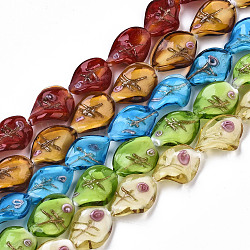 Handmade Gold Sand Lampwork Beads, Twist, Mixed Color, 20~21x15~16x8~10mm, Hole: 1~1.4mm(LAMP-S195-001)