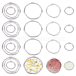 48Pcs 3 Styles Alloy Open Back Bezel Pendants, For DIY UV Resin, Epoxy Resin, Pressed Flower Jewelry, Ring, Platinum, 21.5~42.5x22.5~44x1.5mm, Hole: 2~3x1~1.5mm, 16pcs/style(FIND-CA0005-95)