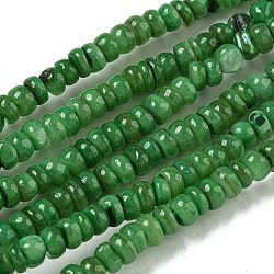 Dyed Natural Freshwater Shell Beads Strands, Rondelle, Green, 1~4.5x4~4.5x2~4.5mm, Hole: 0.5mm, about 159pcs/strand, 15.12''(38.4cm)(BSHE-G039-07H)