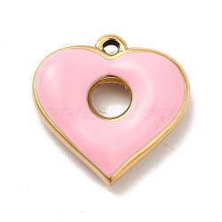 Ion Plating(IP) 304 Stainless Steel Pendants, with Enamel, Heart, Golden, 18.5x19x4.5mm, Hole: 1.5mm(STAS-H175-06G)