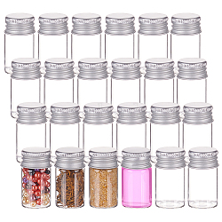 Glass Empty Cosmetic Containers, with Aluminum Screw Top Lids, Clear, 2.2x4.1cm, Inner Diameter: 1.4cm, Capacity: 8ml(0.27fl. oz)(CON-WH0084-43A)