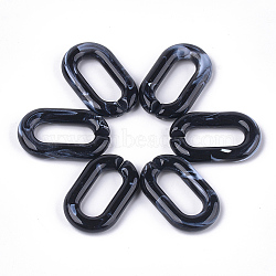 Acrylic Linking Rings, Quick Link Connectors, For Jewelry Chains Making, Imitation Gemstone Style, Oval, Black, 38.5x23.5x6.5mm, Hole: 24.5x9.5mm, about 140pcs/500g(OACR-S021-22E)