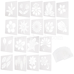 2 Sets 2 Styles Plastic Drawing Stencil, Drawing Scale Template, For DIY Scrapbooking, Flower and Leaf, White, 130x130x0.1mm, 1set/style(DIY-SZ0002-24)