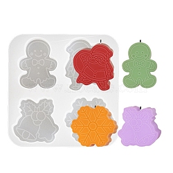 Christmas Theme DIY Silicone Candle Molds, Resin Casting Molds, For UV Resin, Epoxy Resin Jewelry Making, Gingerbread Man, 111x109x21mm, Inner Diameter: 40~47x40~49mm(SIMO-P010-A01)