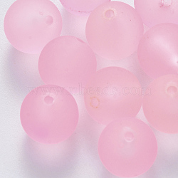 Transparent Acrylic Beads, Frosted, Round, Hot Pink, 10x9.5mm, Hole: 1.8mm, about 900pcs/500g(FACR-T003-01D-05)