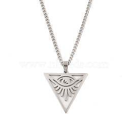 201 Stainless Steel Pendant Necklaces for Women, Eye of Providence/All-seeing Eye, 23.62 inch(60cm), Pendant: 32.5x32.5x1.5mm(NJEW-U018-01P-06)