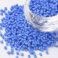 Glass Seed Beads, Opaque Colours Seed, Small Craft Beads for DIY Jewelry Making, Round, Cornflower Blue, 12/0, 2mm, Hole:1mm, about 30000pcs/pound(SEED-A010-2mm-43B)