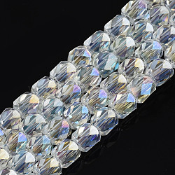 Electroplate Transparent Glass Beads Strands, AB Color Plated, Faceted, Column, Clear AB, 5.5x5mm, Hole: 1.2mm, about 99pcs/strand, 21.85 inch(55.5cm)(EGLA-N002-13-B06)