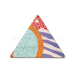 Geometric Alloy Sheet Printed Pendant Earrings Accessories, Triangle, 19.5x22x0.5mm, Hole: 1.6mm(PALLOY-E139-01G-06)