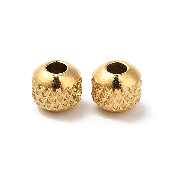 201 Stainless Steel Bead, Round, Real 18K Gold Plated, 5mm, Hole: 2mm