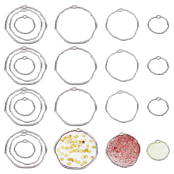 48Pcs 3 Styles Alloy Open Back Bezel Pendants, For DIY UV Resin, Epoxy Resin, Pressed Flower Jewelry, Ring, Platinum, 21.5~42.5x22.5~44x1.5mm, Hole: 2~3x1~1.5mm, 16pcs/style