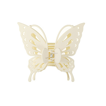 Hollow Butterfly Shape Plastic Large Claw Hair Clips, Hair Accessories for Women Girl, Beige, 130x145mm