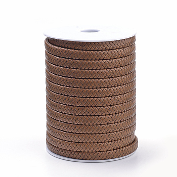 Leather Braided Cords, with Imitation Leather Cords inside, Camel, 10x5mm, about 21.87 yards(20m)/roll