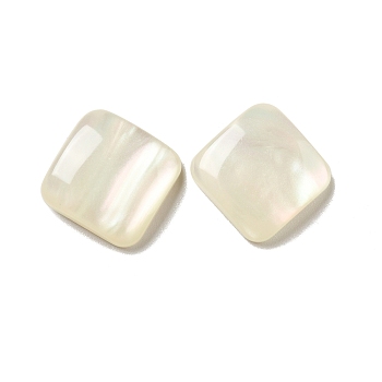 Resin Cabochons, Pearlized, Imitation Cat Eye, Square, Seashell Color, 16x16x4.5mm