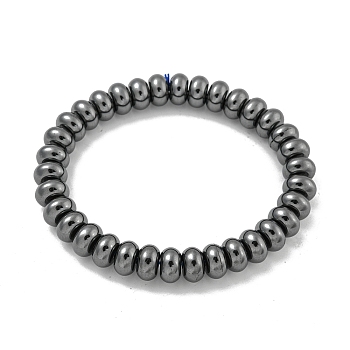 Rondelle Electroplated Synthetic Non-magnetic Hematite Beaded Stretch Bracelets for Women Men, Hematite Plated, Inner Diameter: 2-7/8 inch(7.2cm), Beads: 10x6mm