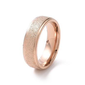 Textured 201 Stainless Steel Flat Finger Ring for Women, Rose Gold, Inner Diameter: 17mm